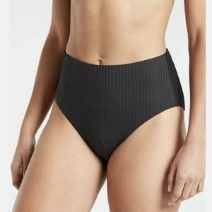 Athleta Black Ribbed High-Rise Bikini Bottoms